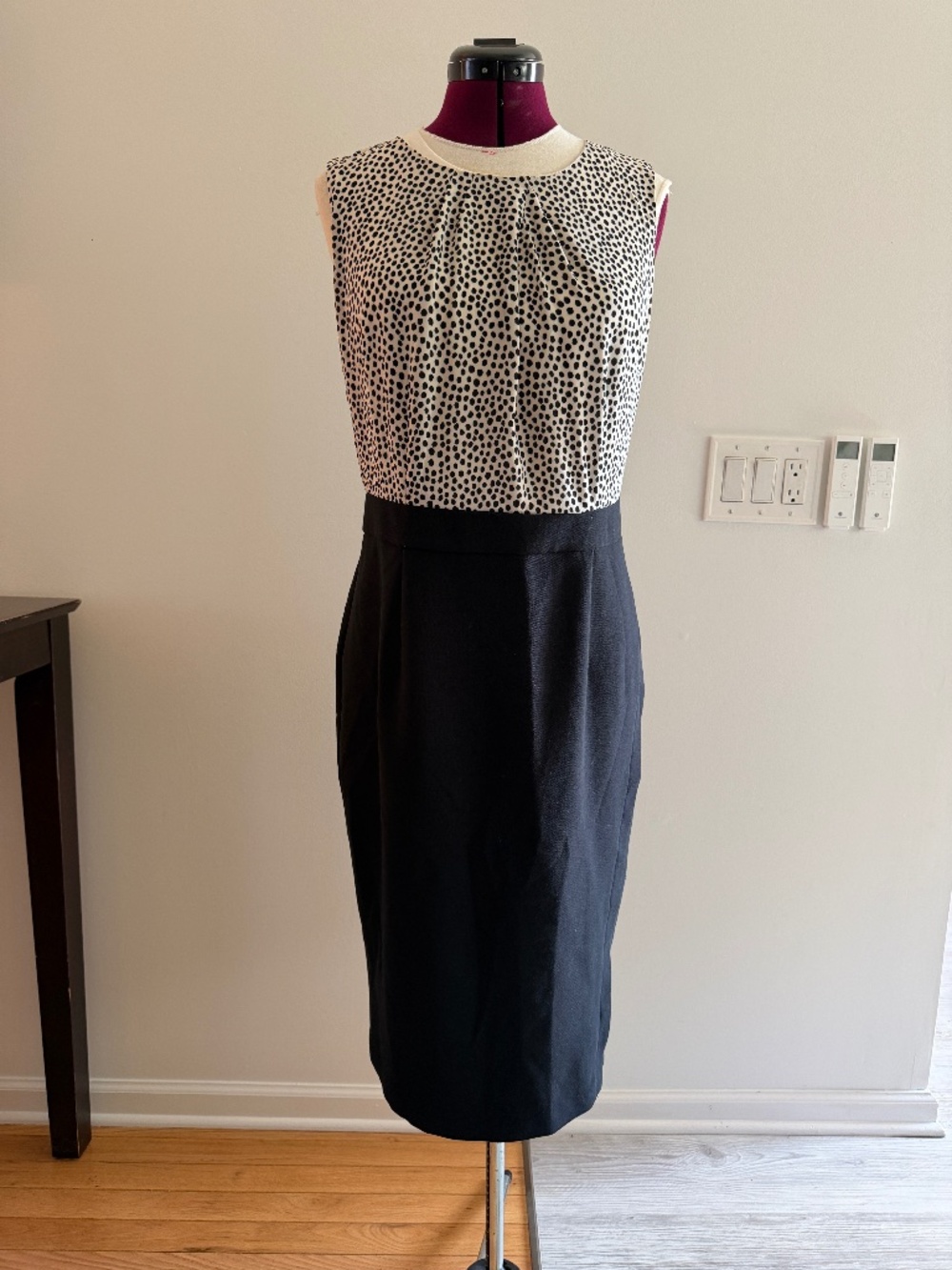 Talbots Black and White Polka Dot Sheath Dress Size 10